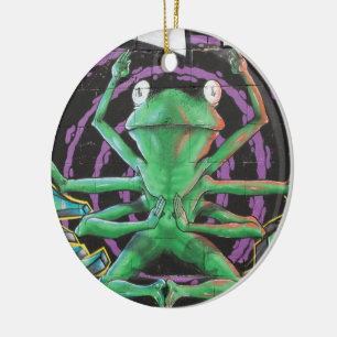 Entspannter Frosch mit acht Waffen Keramik Ornament