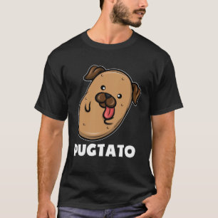 entspannter glücklicher Pugtato mit brauner Nase u T-Shirt