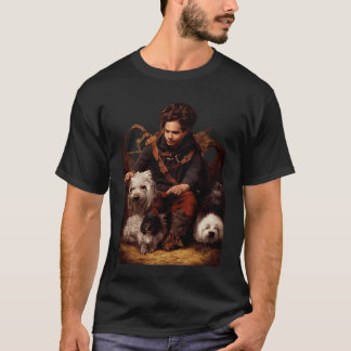 Entspannter Hobbit-Tiermeister, der mit seinen Hun T-Shirt