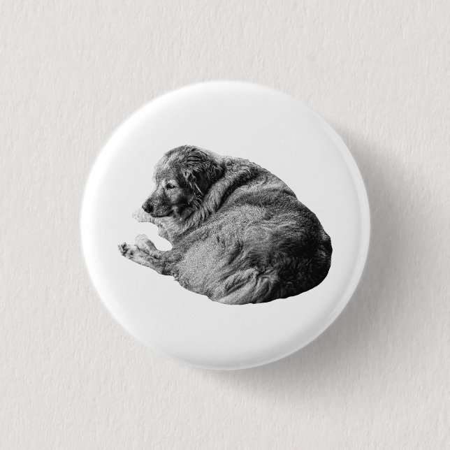 Entspannter lebensnaher Hund teilt einfache Holida Button (Vorderseite)