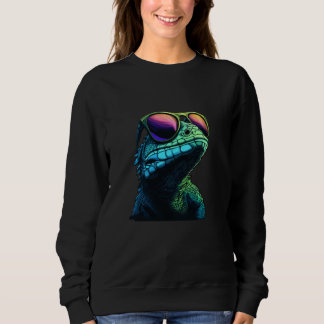 Entspannter Leguan mit Sonnenbrille für Reptilienl Sweatshirt