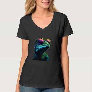 Entspannter Leguan mit Sonnenbrille für Reptilienl T-Shirt