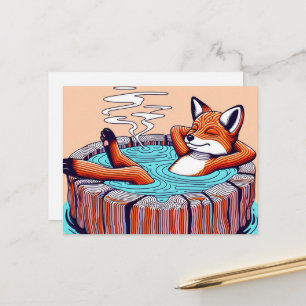 Entspannter Rotfuchs in einem Whirlpool Postkarte