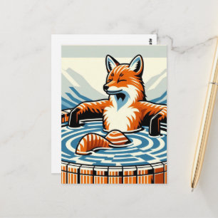 Entspannter Rotfuchs in einem Whirlpool Postkarte