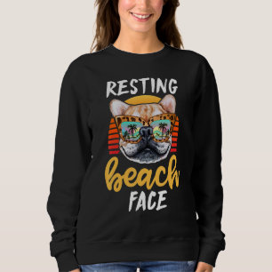 Entspannter Strand-Gesicht Leopard Sonnenbrille Ur Sweatshirt