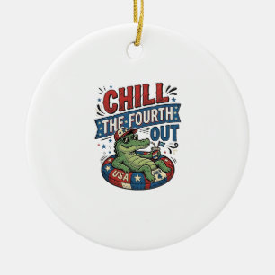Entspannter Vierter lustiger Alligator-Sommer-Shir Keramik Ornament