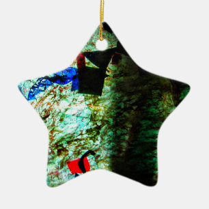 Entspanntes blaues Textur-Ornament-Stern, blendend Keramik Ornament