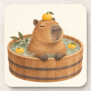 Entspanntes Capybara in einer Yuzu-Badewanne Getränkeuntersetzer