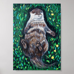 Entspanntes Flussotter-Gemälde Poster