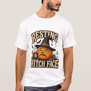 Entspanntes Hexengesicht-Kürbis-Halloween-T-Shirt  T-Shirt