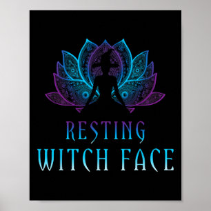 Entspanntes Hexengesicht Lotus Lustiger Halloween- Poster