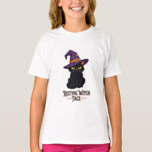 Entspanntes Hexengesicht Lustige schwarze Katze Ha T-Shirt