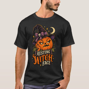 Entspanntes Hexengesicht Lustiges Kürbis Halloween T-Shirt