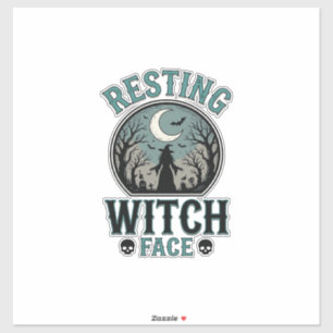Entspanntes Hexengesicht Vintage Halloween-Design_ Aufkleber