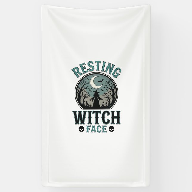 Entspanntes Hexengesicht Vintage Halloween-Design_ Banner (Vertikal)