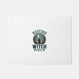 Entspanntes Hexengesicht Vintage Halloween-Design_ Fußmatte