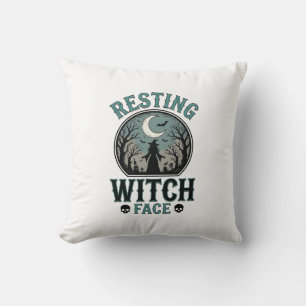 Entspanntes Hexengesicht Vintage Halloween-Design_ Kissen