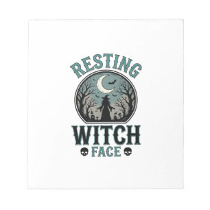 Entspanntes Hexengesicht Vintage Halloween-Design_ Notizblock