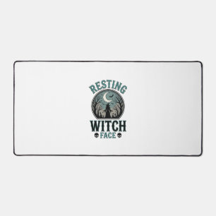 Entspanntes Hexengesicht Vintage Halloween-Design_ Schreibtischunterlage
