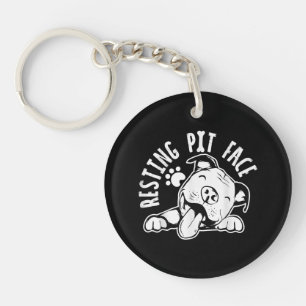 Entspanntes Pit-Gesicht Lustiger Hund Pitbull Meme Schlüsselanhänger
