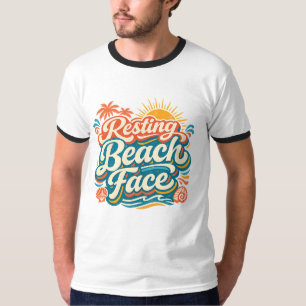Entspanntes Strandgesicht Retro Sommer Küsten-Vibe T-Shirt