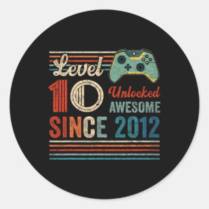 Entsperrtes Level 10 Geburtstag 10 Jahre altes Vid Runder Aufkleber
