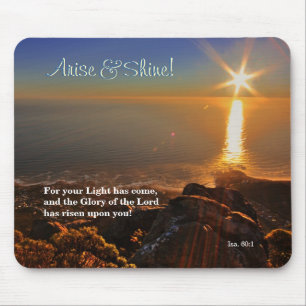 Entstehen Sie u. glänzen Sie! Jesaja-60:1 Schrift Mousepad