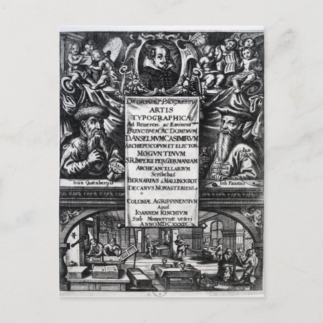 "Entstehung und Geschichte der Typografie" Postkarte (Vorderseite)