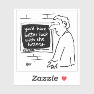 Enttäuschter Mann am ATM Cartoon. Aufkleber