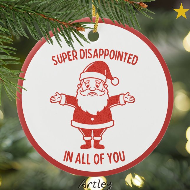Enttäuschter Retro Style Naughty Weihnachten Keramik Ornament (Von Creator hochgeladen)