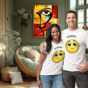 Enttäuschtes Emoji Sonntag-Stimmung-Design T-Shirt