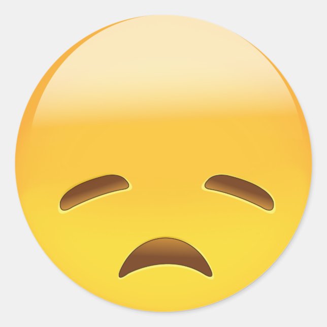 Enttäuschtes Gesicht Emoji Runder Aufkleber (Vorderseite)