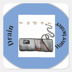 Entwässerungswärmer heute Erinnerung Quadratischer Aufkleber