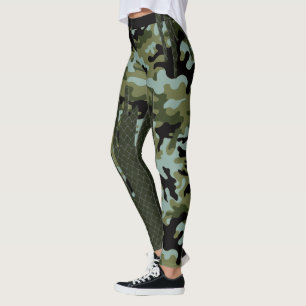 Entweichen-Waldcamo blaue See-Gitter-Diamanten Leggings