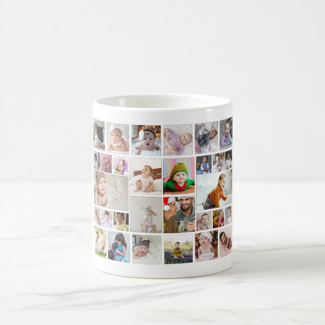 Entwerfen Sie Ihr eigenes 30 Foto Collage Poster Kaffeetasse (Mittel)