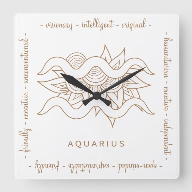 Entwerfen Sie Ihr eigenes elegantes Gold & White A Quadratische Wanduhr (Vorderseite)