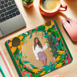 Entwerfen Sie Ihr eigenes Foto Girly Floral Heart  Mousepad