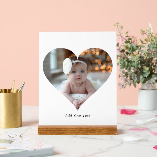 Entwerfen Sie Ihr eigenes Single Herz gestalten Fo Acrylschild (Hochzeit)