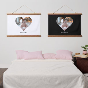 Entwerfen Sie Ihr eigenes Single Herz gestalten Fo Wandteppich Mit Holzrahmen