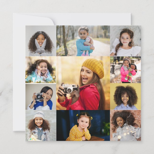 Entwerfen Sie Ihre eigene 11 FotoCollage Dankeskarte (Vorderseite)