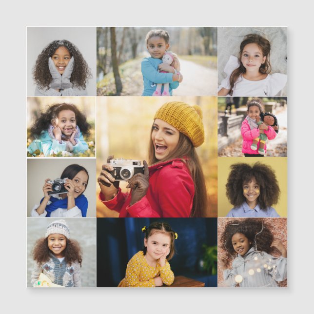 Entwerfen Sie Ihre eigene 11 FotoCollage Magnetkarte (Vorderseite)