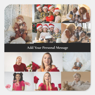 Entwerfen Sie Ihre eigene 11 FotoCollage Quadratischer Aufkleber