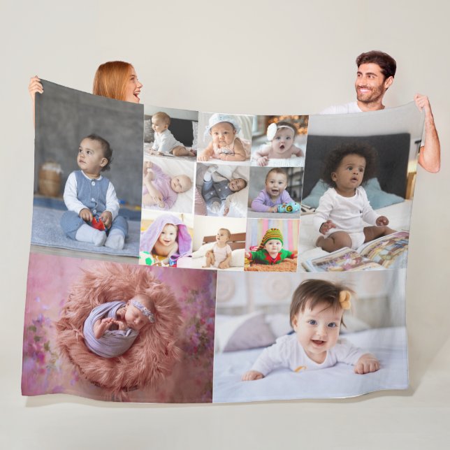 Entwerfen Sie Ihre eigene 13 FotoCollage Fleecedecke (Beispiel)