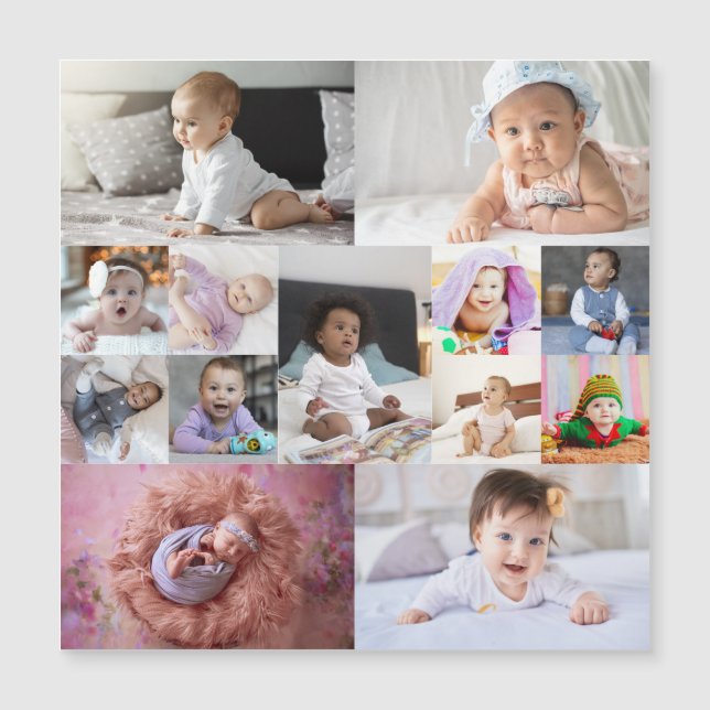 Entwerfen Sie Ihre eigene 13 FotoCollage Magnetkarte (Vorderseite)