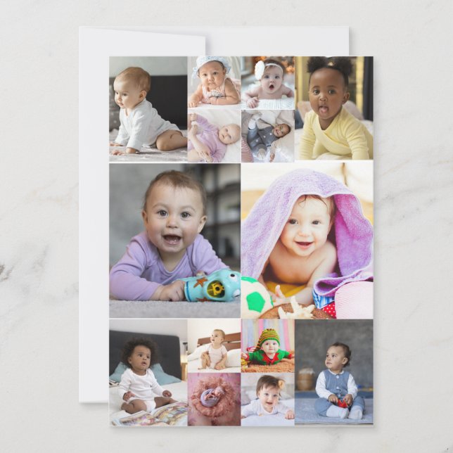 Entwerfen Sie Ihre eigene 14 FotoCollage Dankeskarte (Vorderseite)