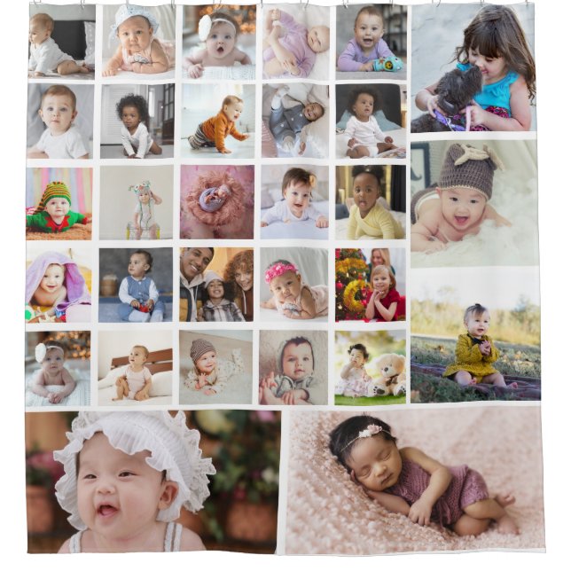 Entwerfen Sie Ihre eigene 30 FotoCollage Duschvorhang (Vorderseite)