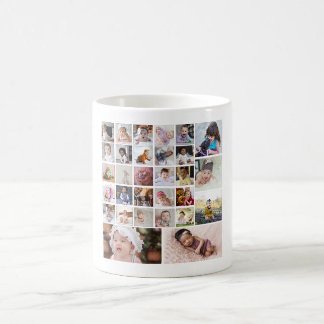Entwerfen Sie Ihre eigene 30 FotoCollage Kaffeetasse (Mittel)