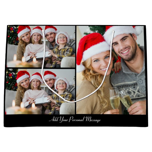 Entwerfen Sie Ihre eigene 3 FotoCollage Große Geschenktüte (Vorderseite)