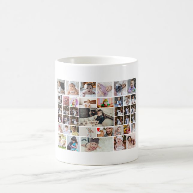 Entwerfen Sie Ihre eigene 40 FotoCollage Kaffeetasse (Mittel)