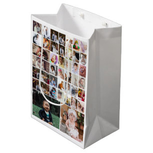 Entwerfen Sie Ihre eigene 40 FotoCollage Mittlere Geschenktüte